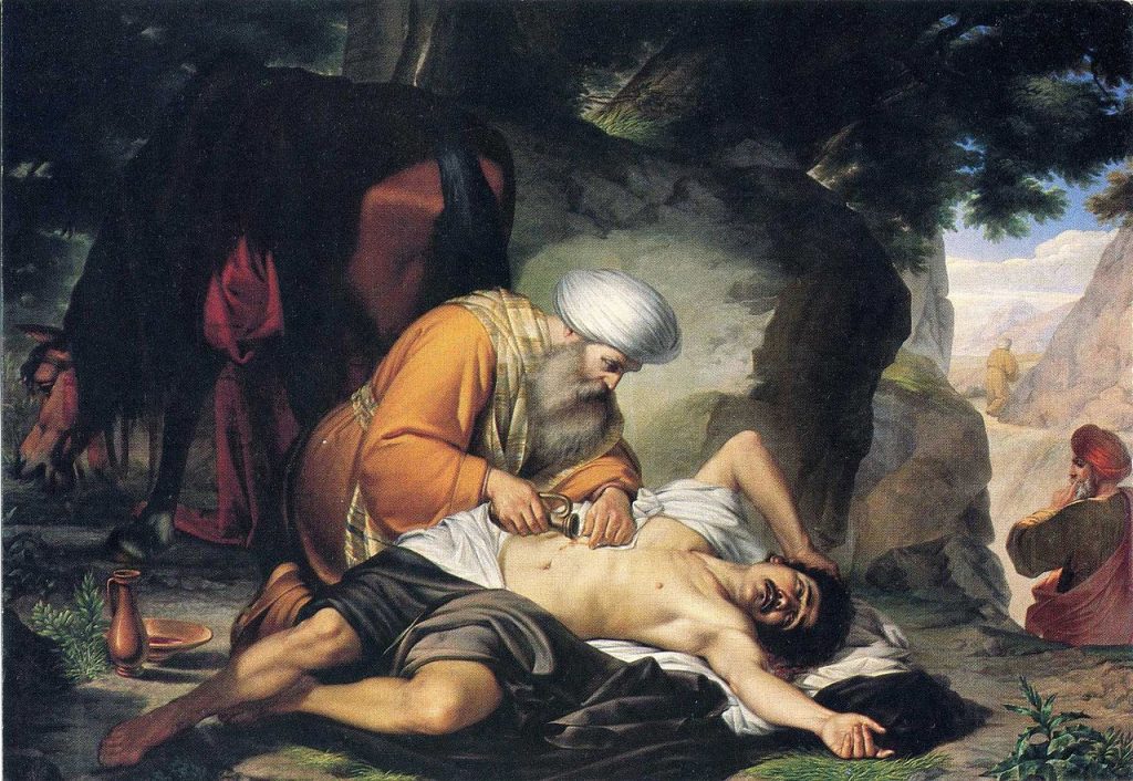 "Il buon samaritano", Giacomo Conti (Messina 1813 – Firenze 1888), olio su tela.