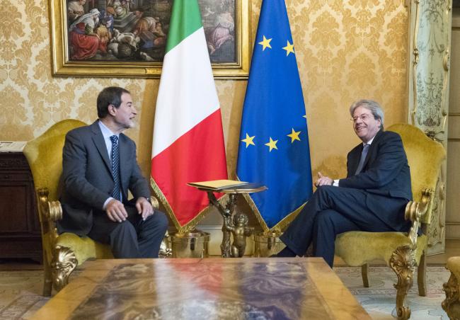 Il presidente della Regione siciliana, Nello Musumeci, ed il premier Paolo Gentiloni