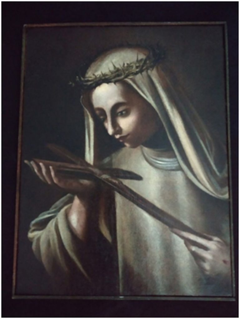 l'immagine di Santa Caterina, parte del dipinto Santa Caterina da Siena, rubato il 4 ottobre 2004