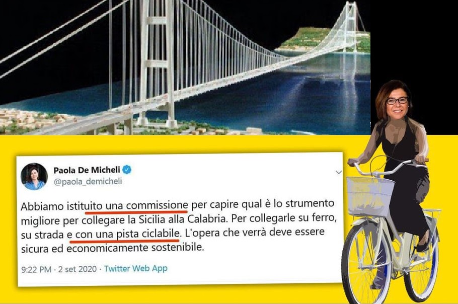 Paola De Micheli ponte stretto ciclabile