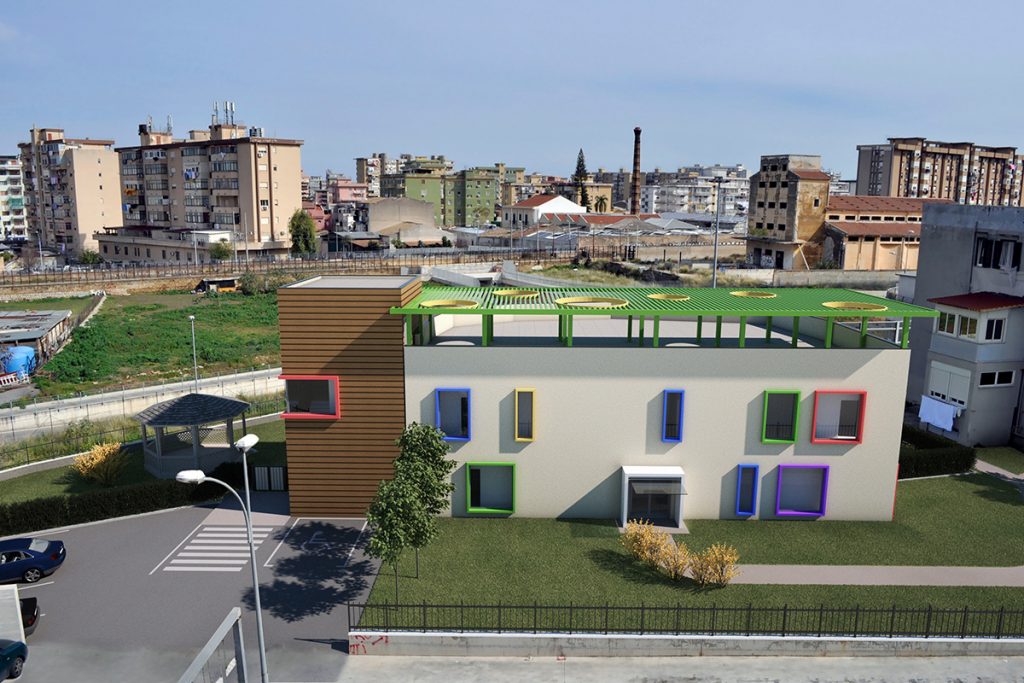 Rendering asilo nido "I piccoli di Padre Pino Puglisi" di Brancaccio