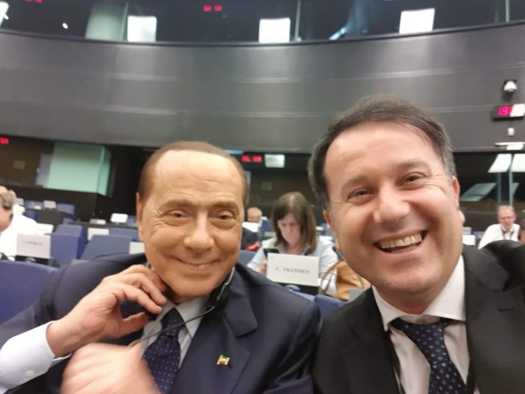 Berlusconi e Giuseppe Milazzo al Parlamento Europeo