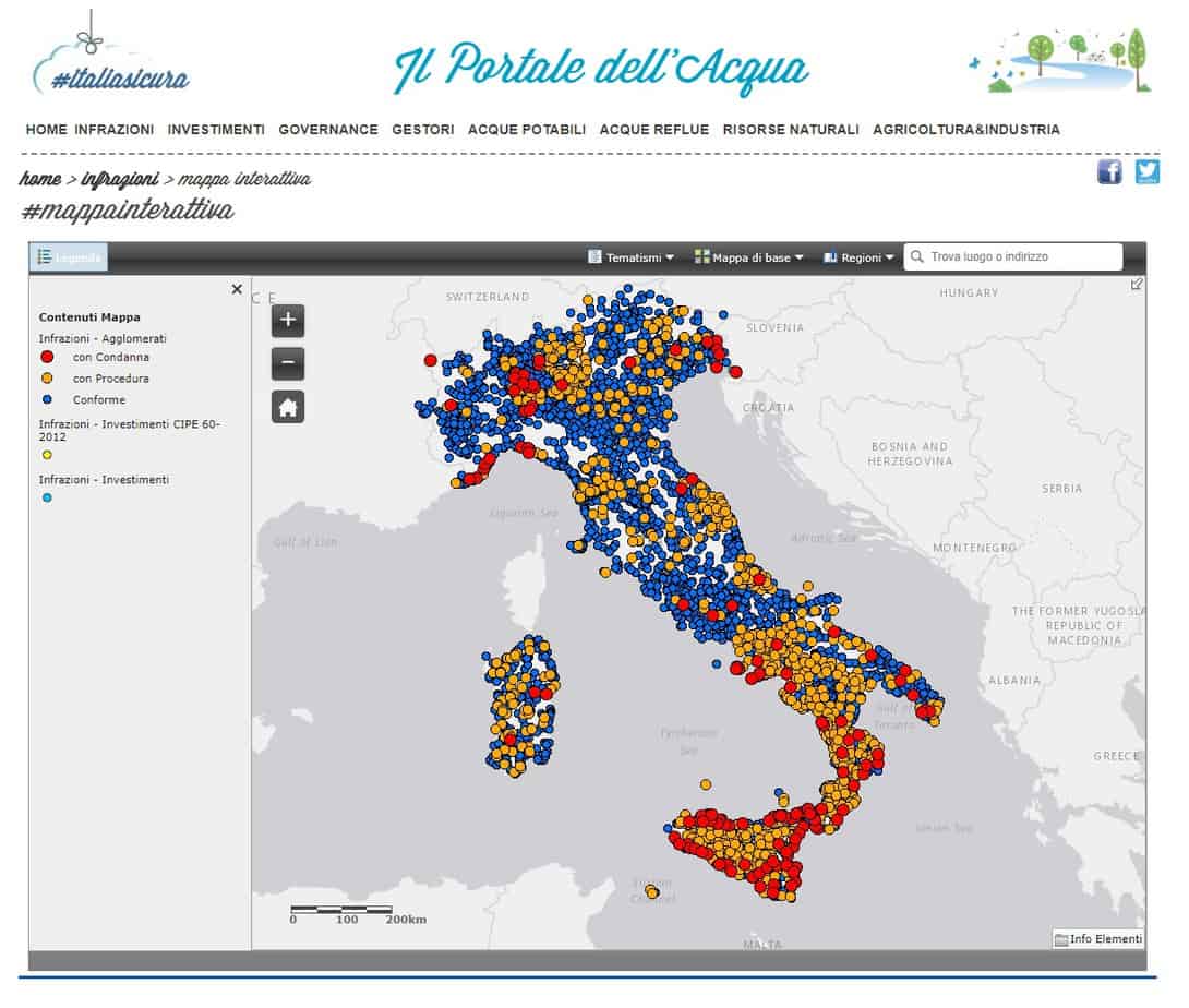 depurazione, mappa infrazioni italia