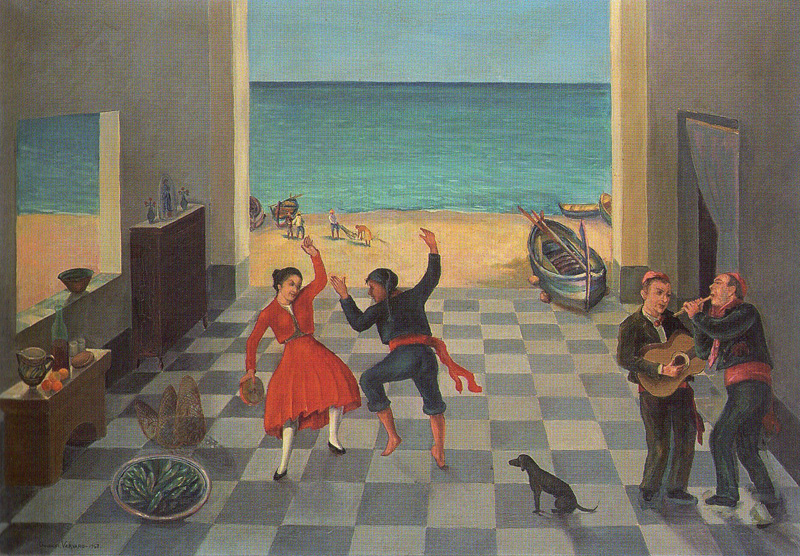 Giovanni Varvaro (1888-1972), “Danza rustica” (1953), 70x10cm., olio su tela.