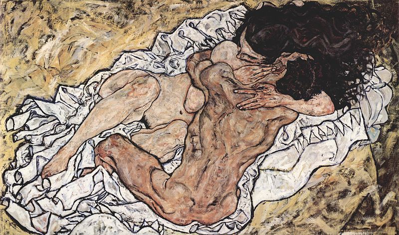 Egor Schiele, «L'abbraccio, Gli amanti», 1917, cm. 80x60, olio su tela