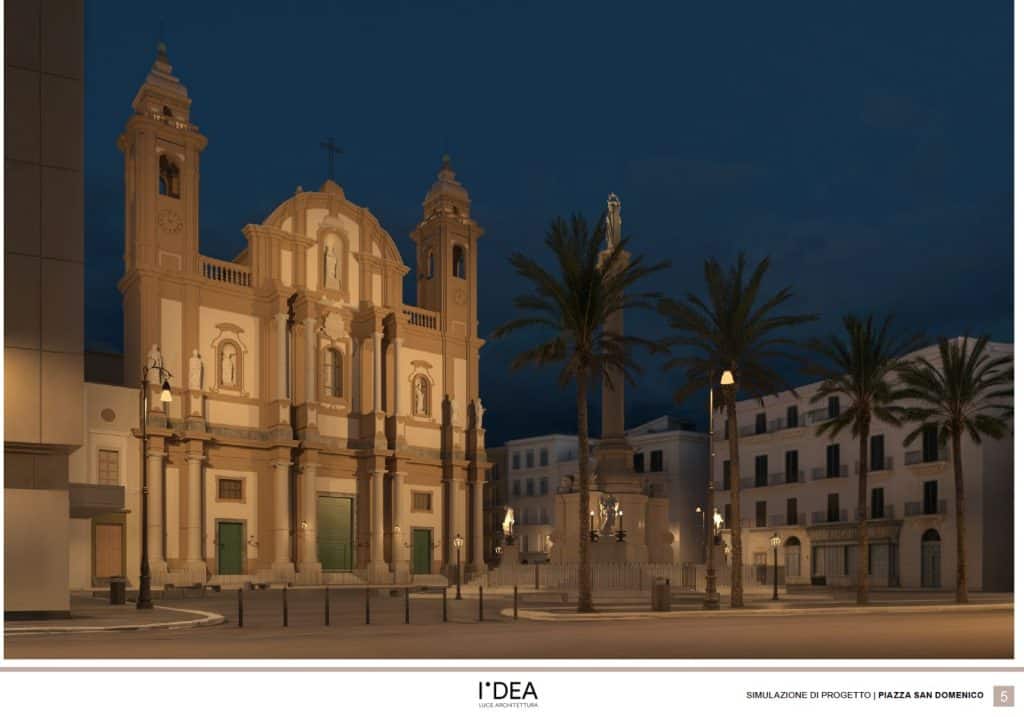 Rendering rifacimento illuminazione pubblica salotto Palermo